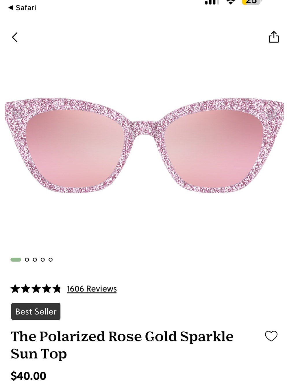 Pair HARPER Polarized Rose Gold Sparkle Sunglasses topper
